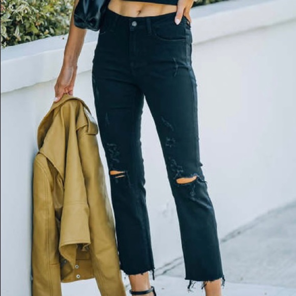 VICI High Rise Distressed cropped jeans